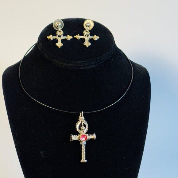 Y2K Fashion Earrings and Choker Mall Goth Romantic Soft Goth - Picture 2 of 11